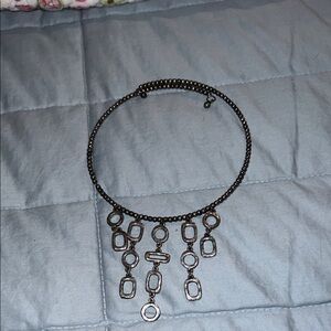 Women's Gunmetal Link Pendant Collar Necklace - Unbranded